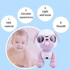 Robot Dog, Smart Dog, Walking Sound Puppy Interactive LED Record Educational Gift Robot Dog Pet Toy Smart Dog Robot Portable for Kids Boys(Pink)