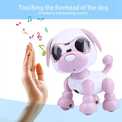 Robot Dog, Smart Dog, Walking Sound Puppy Interactive LED Record Educational Gift Robot Dog Pet Toy Smart Dog Robot Portable for Kids Boys(Pink)