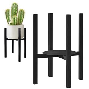 cadani metal adjustable plant stand, mid-century flower pot stand with trays to fit different sized pots, heavy duty holder rack for home indoor and outdoor, black