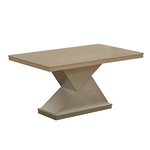 Kings Brand Furniture - Hillsdale Rectangular Pedestal Dining Room Table, Gold