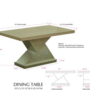 Kings Brand Furniture - Hillsdale Rectangular Pedestal Dining Room Table, Gold