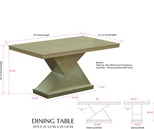 Kings Brand Furniture - Hillsdale Rectangular Pedestal Dining Room Table, Gold