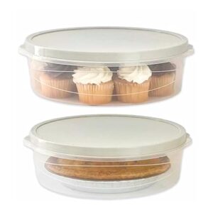 evelots pie keepers clear plastic food storage containers 2 pack holds 10 inch cakes, pies, pastries