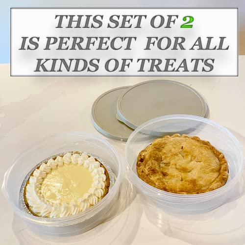 Evelots Pie Keepers Clear Plastic Food Storage Containers 2 Pack Holds 10 Inch Cakes, Pies, Pastries