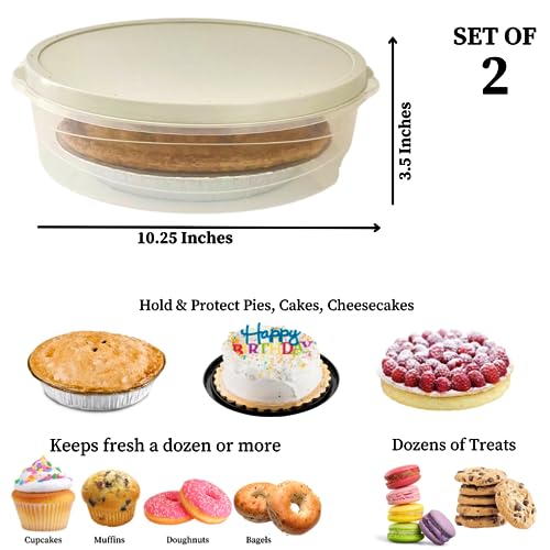 Evelots Pie Keepers Clear Plastic Food Storage Containers 2 Pack Holds 10 Inch Cakes, Pies, Pastries