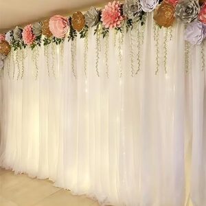 White Sheer Curtain for Party Backdrop, 10ft x 7ft Wrinkle-Free Chiffon Backdrop Curtain White Arch Drapes for Wedding Birthday Party Decorations