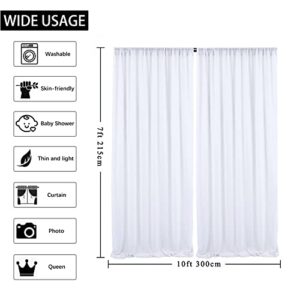 White Sheer Curtain for Party Backdrop, 10ft x 7ft Wrinkle-Free Chiffon Backdrop Curtain White Arch Drapes for Wedding Birthday Party Decorations