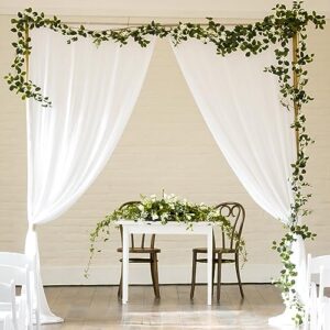 White Sheer Curtain for Party Backdrop, 10ft x 7ft Wrinkle-Free Chiffon Backdrop Curtain White Arch Drapes for Wedding Birthday Party Decorations