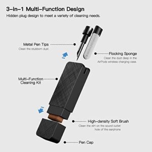 PZOZ Cell Phone Cleaning Kit for AirPods Pro/Pro 2nd/iPhone, 3 in 1 Cleaner Tool Accessories fit for Headphone, iPad Jack Lens, Charger Port Hole Plug, Speaker, Earbuds, Samsung Earphones (Black)