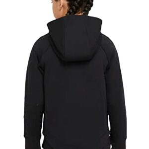 Nike Girl's NSW Tech Fleece Windrunner Full Zip Hoodie (Little Kids/Big Kids) Black/Black MD (10-12 Big Kid)