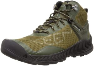 keen men's nxis evo mid height waterproof hiking boots, forest night/dark olive, 11