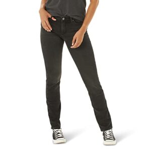 lee women's ultra lux mid-rise slim fit straight leg jean, black, 10