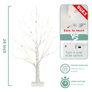 EAMBRITE Home Decorations Light Up Tree Indoor,Set of 4, Battery Operated Tabletop Birch/Bonsai Tree Led Lights Money Tree Wedding Party (2FT / Warm White)