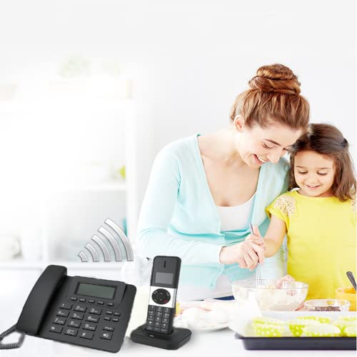 NUFR Corded Phone, Corded/Cordless Phone with Answering Machine,Dual Caller ID/Call Waiting, for Small Business/Home, Black-Cordless