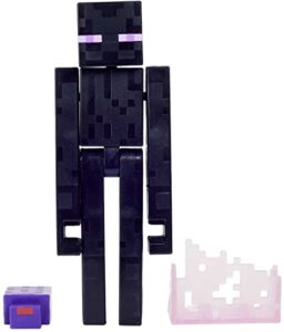 mattel minecraft craft-a-block enderman figure, authentic pixelated video-game characters, action toy to create, explore and survive, collectible gift for fans age 6 years and older