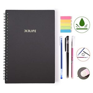 reusable smart erasable notebook, six star online wirebound-notebooks with cloud storage for office workers, teachers, students, 1 erasable pen & 1 colorful tabs included(8.5" x 5.8")