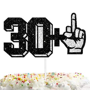happy birthday 30＋1 middle finger cake decor 31st birthday cake topper for boys girls cheer to 31 years old theme party decoration supplies cool black glitter