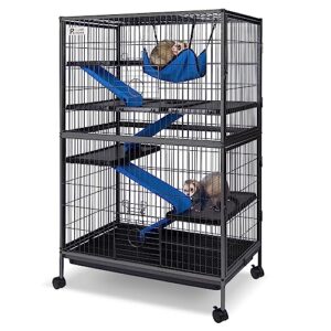 50" h 4 tier steel plastic deluxe small animal pet cage kit for guinea pig ferret little rabbit with wheels brakes hammock removable tray and ladder with flannel