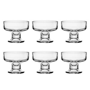 binsakao glass ice cream bowl set, small clear mini footed dessert cups for friut pudding trifle parfait sundae nuts cocktail drinks party (6.3 oz, 6 pcs)