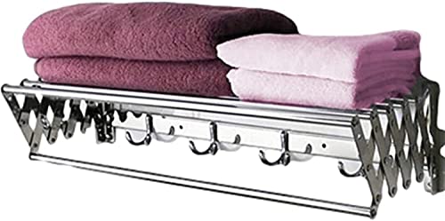 YEIRNTP Wall Mounted Clothes Drying Rack, Easy to Install Indoor Outdoor Stainless Steel Accordion Retractable Bathroom Clothes Airer Clothes Drying Racks (Size : 80cm)