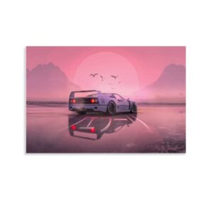 klloq ferrari f40 super sports car poster 17 canvas poster wall art decor print picture paintings for living room bedroom decoration unframe 12x18inch(30x45cm)