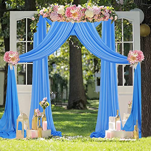 Wedding Arch Draping Fabric Aqua 6 Yards 2 Panels Turquoise Wedding Arches for Ceremony Chiffon Fabric Drapery Tulle Backdrop Curtain Blue Sheer Wedding Drapes Wedding Archway Backdrop for Reception