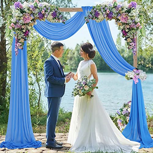 Wedding Arch Draping Fabric Aqua 6 Yards 2 Panels Turquoise Wedding Arches for Ceremony Chiffon Fabric Drapery Tulle Backdrop Curtain Blue Sheer Wedding Drapes Wedding Archway Backdrop for Reception