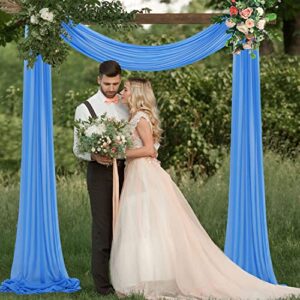 Wedding Arch Draping Fabric Aqua 6 Yards 2 Panels Turquoise Wedding Arches for Ceremony Chiffon Fabric Drapery Tulle Backdrop Curtain Blue Sheer Wedding Drapes Wedding Archway Backdrop for Reception