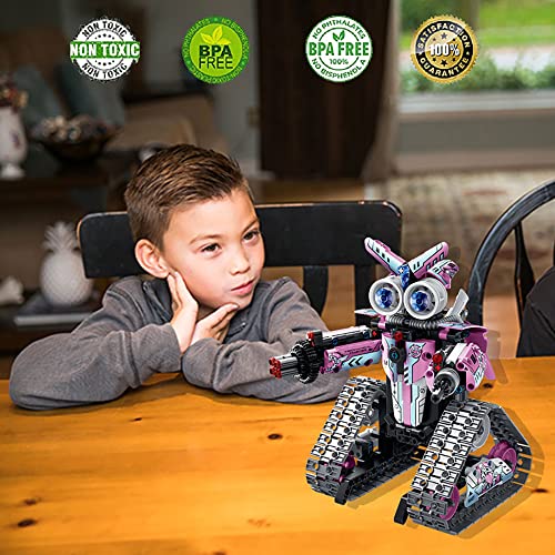 RAYWER RC Robot STEM Projects (408 pcs) for Kids Ages 6-12, Remote APP Controlled Robot, Coding Gear Robot/Tank/RC Car Building Toys Birthday Gifts for Teens Boys Girls