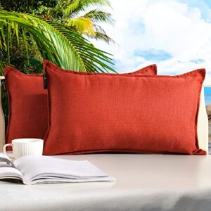 sunrox fadeshield outdoor pillow covers 12x20 inch, pack of 2, water-, stain-, uv fade resistant decorative throw lumbar pillow covers for patio furniture garden balcony couch
