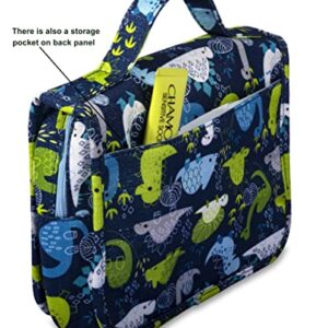 Eudora Hanging Travel Toiletry Kit Bag for Men and Boys, Waterproof Travel Organizer, Cute Dinosaur Snake Cartoon Cosmetic Weekender Bag with 360 Rotatable Hook (Blue)