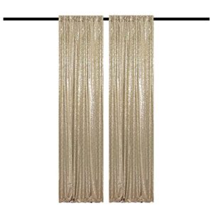 tcbesto champagne gold sequin backdrop curtains glitter drapes 2ft x 8ft 2 panels for wedding birthday party decorations bridal baby shower party supplies sparkly photography background