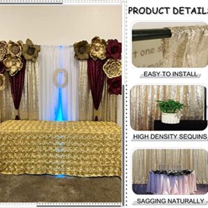 TCBESTO Champagne Gold Sequin Backdrop Curtains Glitter Drapes 2FT x 8FT 2 Panels for Wedding Birthday Party Decorations Bridal Baby Shower Party Supplies Sparkly Photography Background