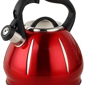 Whistling Tea Kettle Tea Pots 304 Stainless Steel Whistling Kettle Teapot For All Types Stoves 3 Quart Durable Chihen2111227(Color:Red;Size:3L)