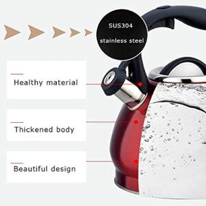 Whistling Tea Kettle Tea Pots 304 Stainless Steel Whistling Kettle Teapot For All Types Stoves 3 Quart Durable Chihen2111227(Color:Red;Size:3L)