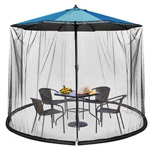 auanvel patio umbrella mesh screen outdoor polyester mesh netting umbrella hanging tent with zipper door and adjustable rope, fits for 7.5-10 ft garden camping market table cantilever offset umbrella