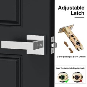 Brightify Front Door Handle, Modern Exterior Door Handle with Passage Door Lever, Front Entry Door Handle No Lock, Reversible for Left & Right Handed Door, Lower Half Grip - Satin Nickel Finish