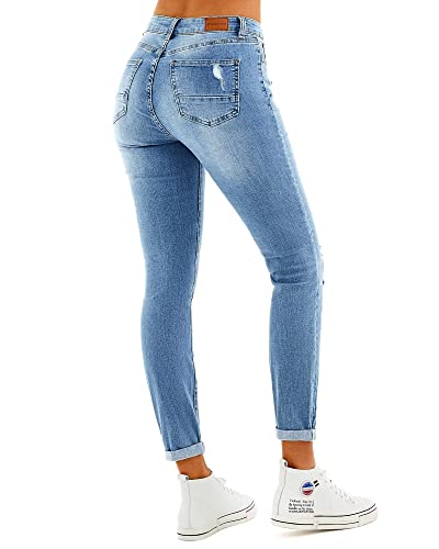 RHODANTHE Women's Ripped Boyfriend Jeans Stretch Skinny Trendy Jean Women Straight Distressed Jeans