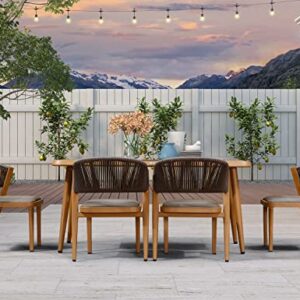 PURPLE LEAF 7 Pieces Outdoor Dining Set All-Weather Wicker Outdoor Patio Furniture with Table All Aluminum Frame for Lawn Garden Backyard Deck Patio Dining Set with Cushions, Brown