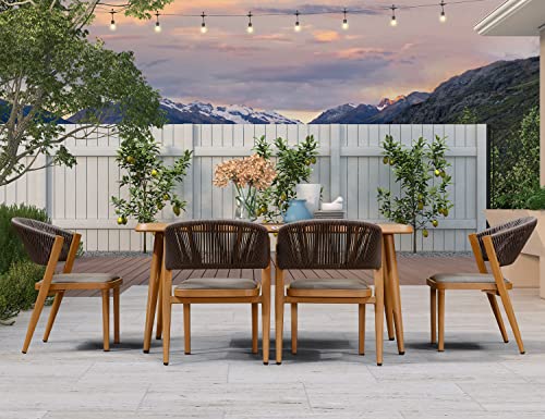 PURPLE LEAF 7 Pieces Outdoor Dining Set All-Weather Wicker Outdoor Patio Furniture with Table All Aluminum Frame for Lawn Garden Backyard Deck Patio Dining Set with Cushions, Brown