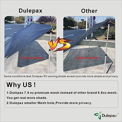 Dulepax RV Awning Side Shade- 9'X7' -Second Generation RV Awning Side Shade Screen Significantly Improves Shadew and Privacy.Universal RV Awning Shade Screen with Complete Kits.