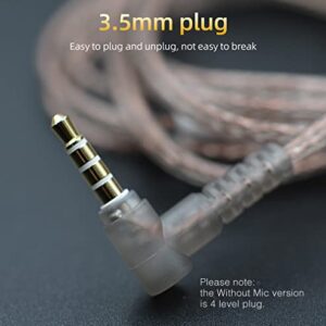 FAAEAL KZ ZSN PRO Earphone Upgraded Cable 2 Pin 0.75mm OFC Replacement Detachable Cable 3.5mm Gold-Plated Replacement Headsets Wire for KZ EDX ZEX ZS10 PRO ZAS Zax DQ6 Headphones(with Mic, C Pin)