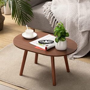 matico wooden elliptic type end table, living room coffee table, night stand for small spaces, modern home decor for living room, bedroom, garden, porch, balcony, yard