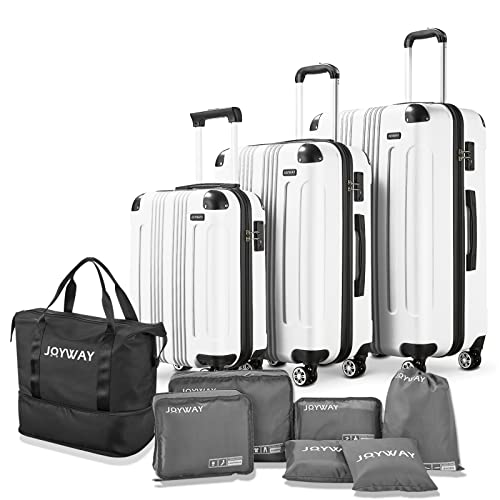 Joyway Luggage 10-Piece Sets,ABS Hardside Suitcase with Spinner Wheels,TSA Lock Luggage Sets for Women and Men(White)