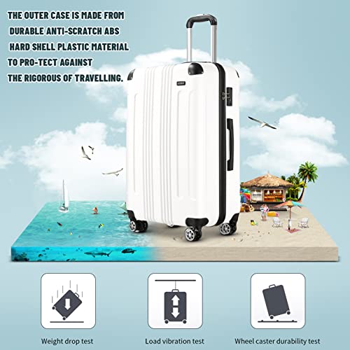 Joyway Luggage 10-Piece Sets,ABS Hardside Suitcase with Spinner Wheels,TSA Lock Luggage Sets for Women and Men(White)