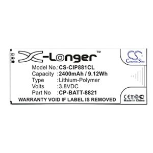 battery replacement for cordless phone cisco 8800 part number cisco 74-102376-01 cp-batt-8821 gp-s10-374192-010h 2400mah / 9.12wh 3.8v li-polymer black lionx