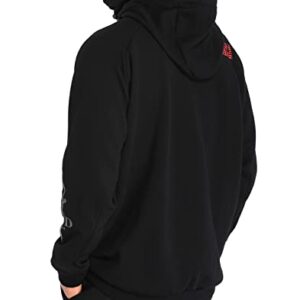 LRD Fleece Hoodie with Mask for Men Built in Gaiter Tactical Fishing Sweatshirt Black - L