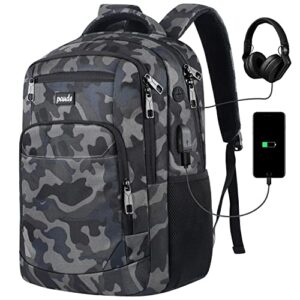 paude backpack for men,college backpack school bookbag for teens,laptop bookbag with usb port and headphone hole