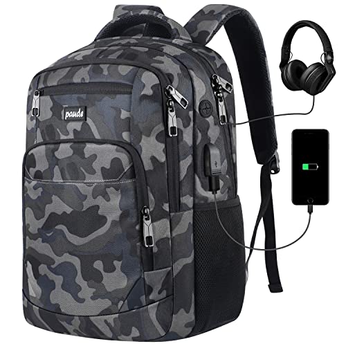 Paude Backpack for Men,College Backpack School Bookbag for Teens,Laptop Bookbag with USB Port and Headphone Hole