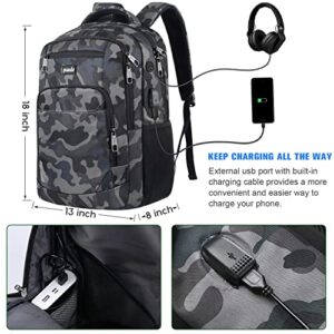 Paude Backpack for Men,College Backpack School Bookbag for Teens,Laptop Bookbag with USB Port and Headphone Hole